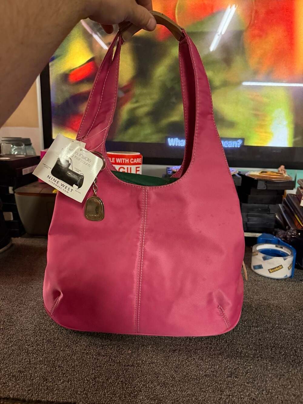 Nine West Pink Nylon Shoulder Bag Hojo Purse with Tags